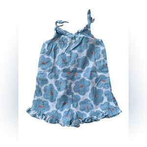Little Co. Size 4T Floral Linen Blend Tank Romper